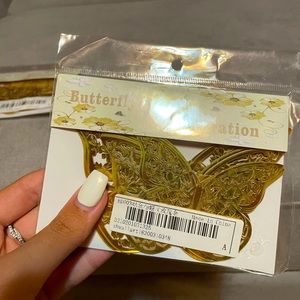 Butterfly Gold Decal (Sticks on Walls!)